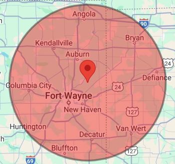 A map showing the location of Fort Wayne