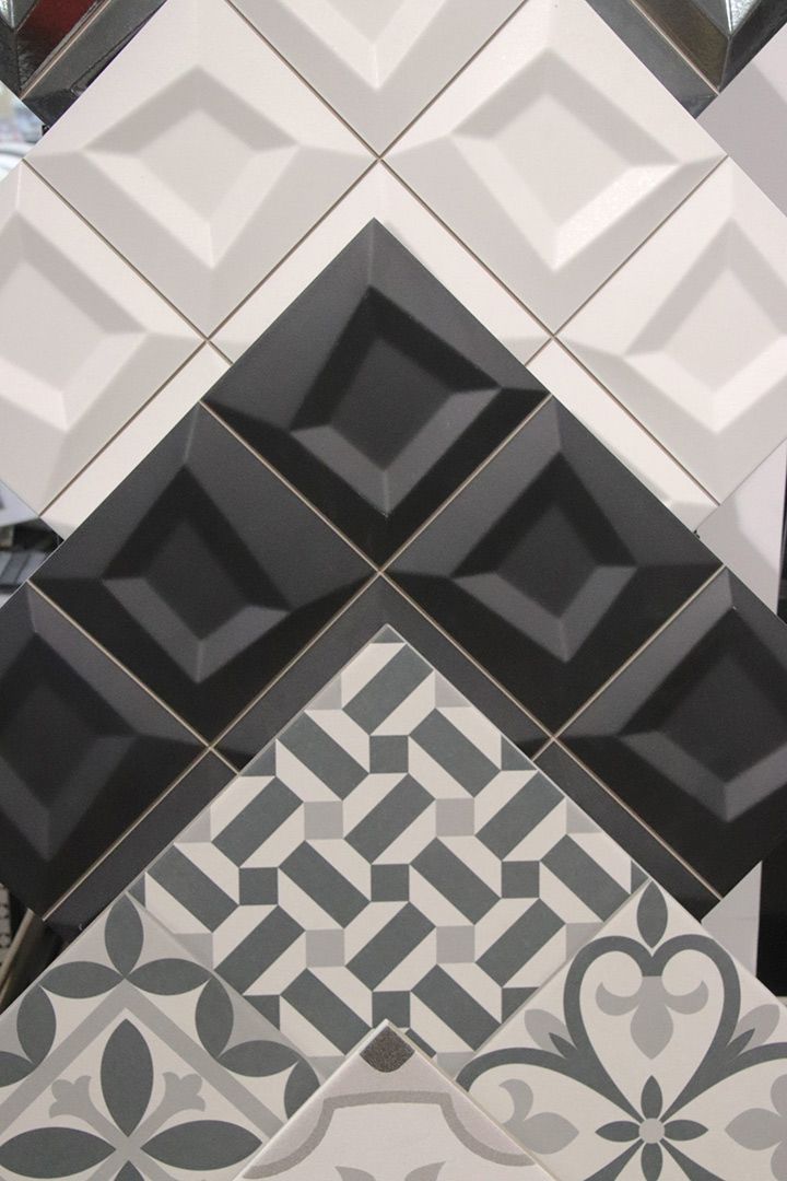 A Black and White tile with a Geometric Pattern — Traditional Tiles & Flooring In Woree, QLD