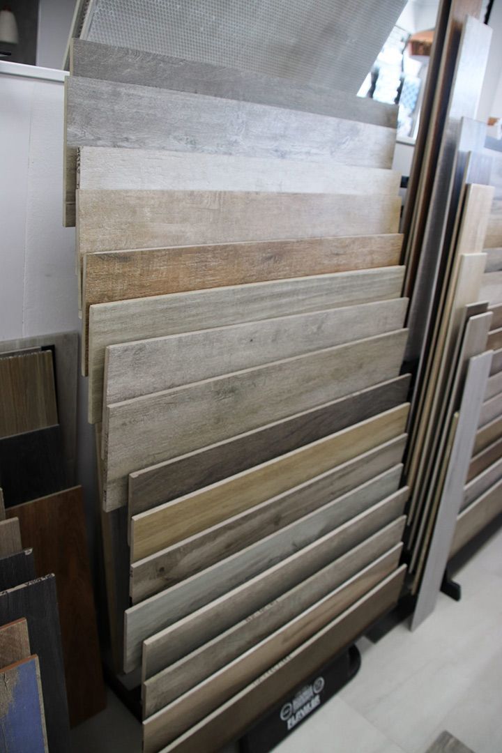A Display of Wooden Flooring in A Store — Traditional Tiles & Flooring In Woree, QLD