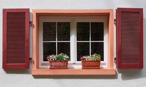 modern window stucco wall