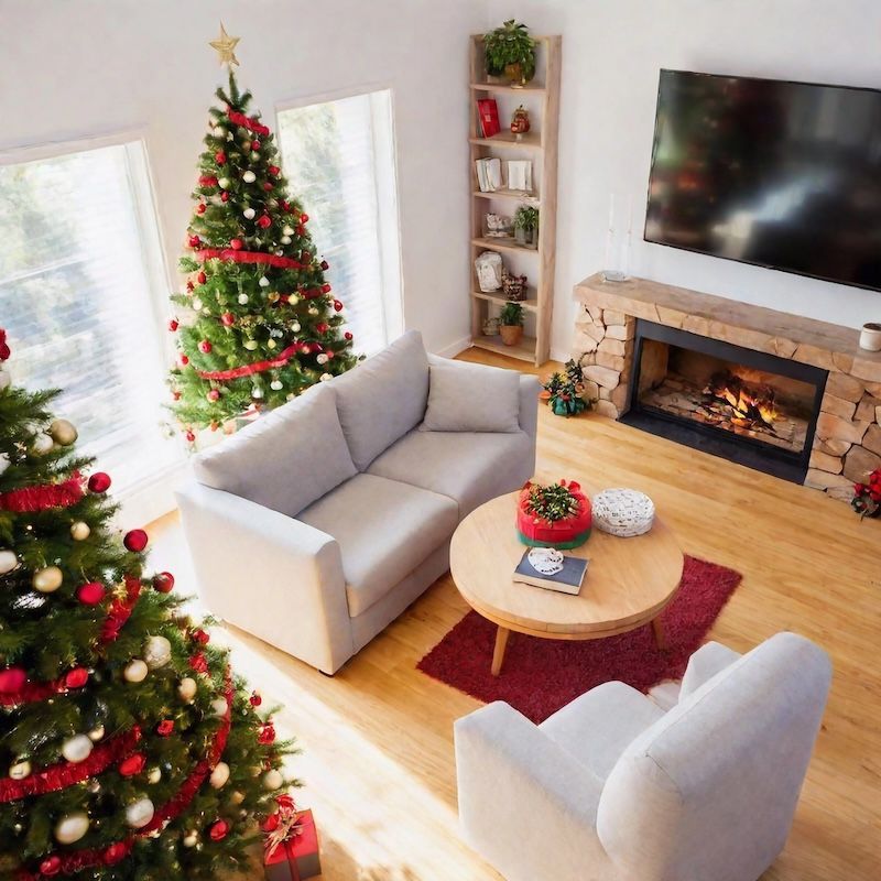 stucco house Christmas design