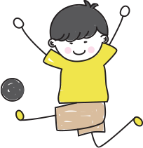 Cartoon of boy kicking ball