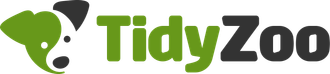 A green and black logo for tidy zoo with a dog.
