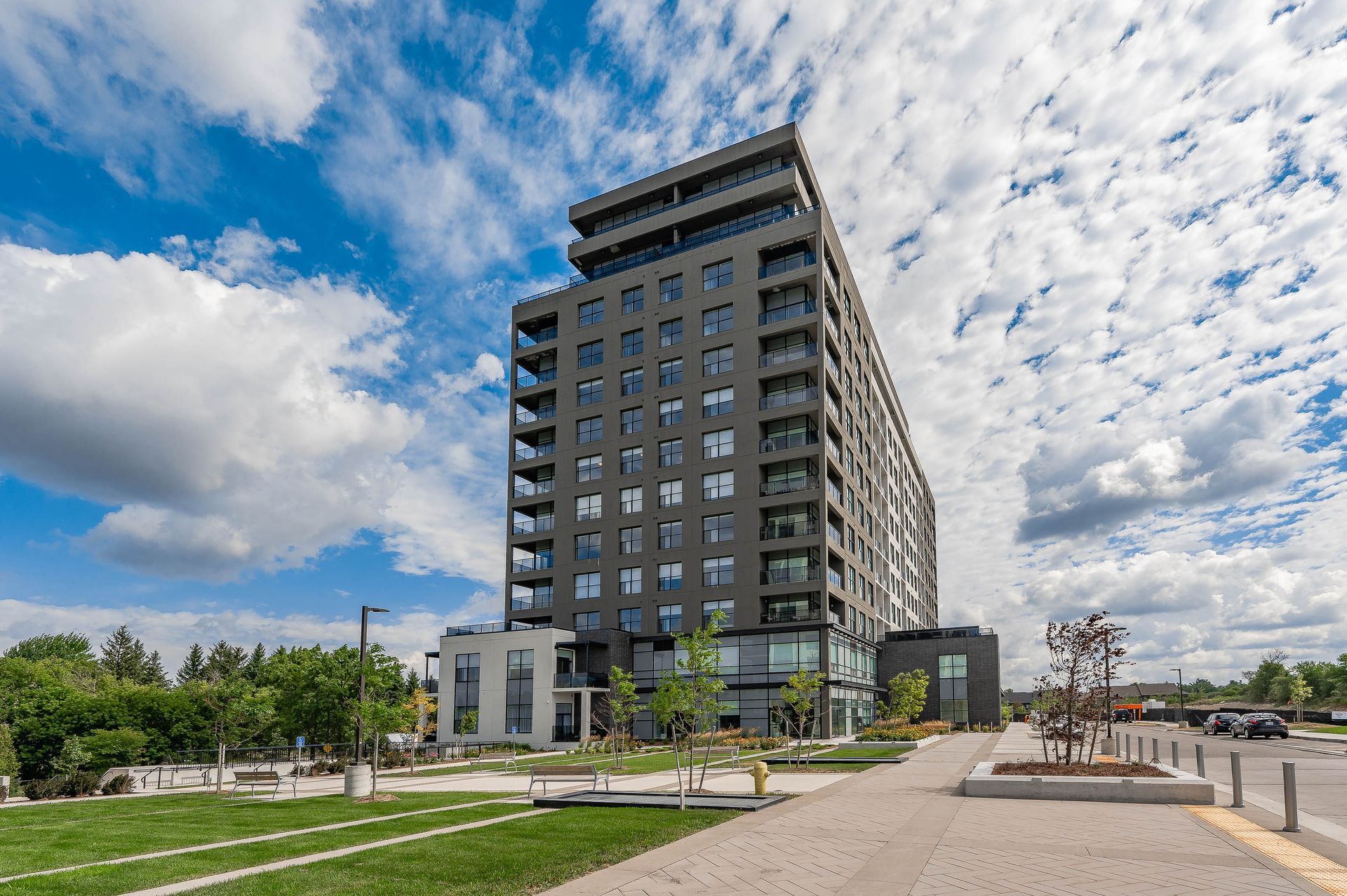 A row of apartment buildings.