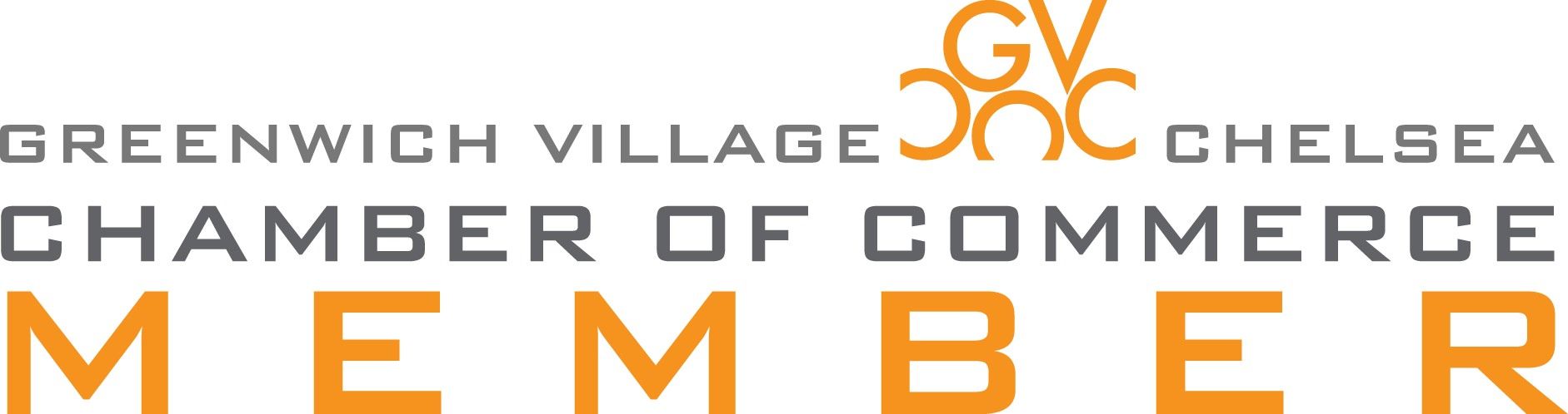 A logo for the greenwich village chelsea chamber of commerce