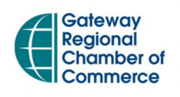 The logo for the gateway regional chamber of commerce.