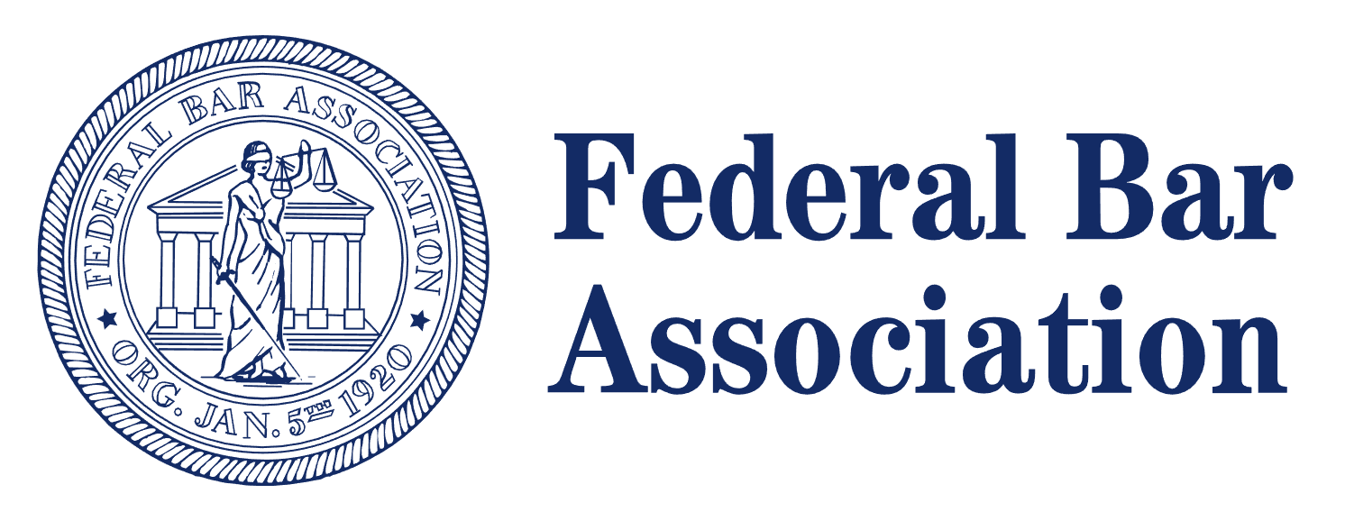 The logo for the federal bar association has a seal on it