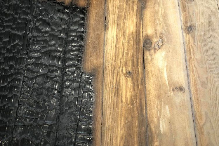 wood affected by fire damage 