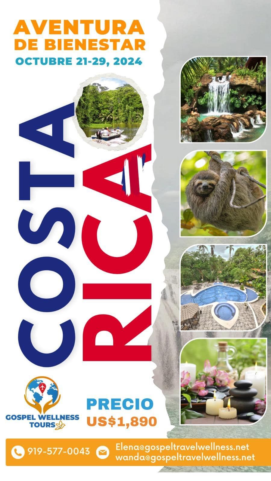 A poster for aventura de bienestar costa rica