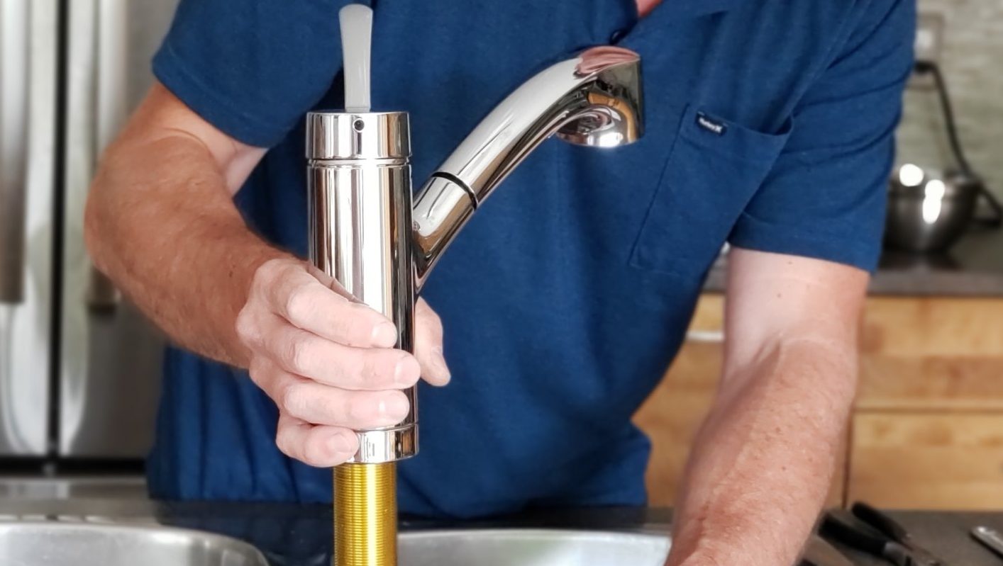 new faucet being installed