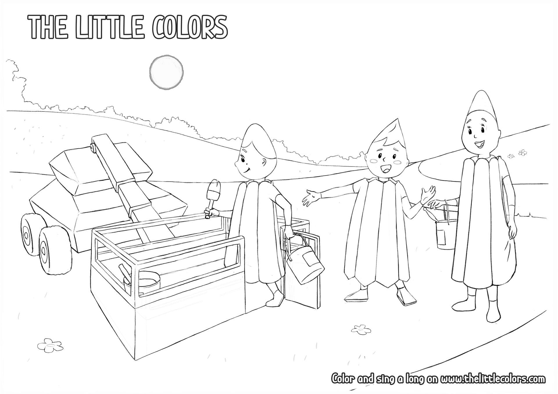 Download nu de kleurplaat van de Kleurtjes - Kennismaking Witje en Japie Zwart A4