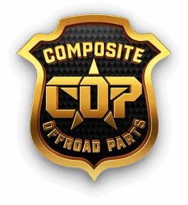 Gold and black shield logo for Composite Offroad Parts, with text and a star.