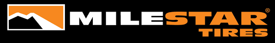 MileStar Tires logo on black background; orange box with a mountain graphic, white 