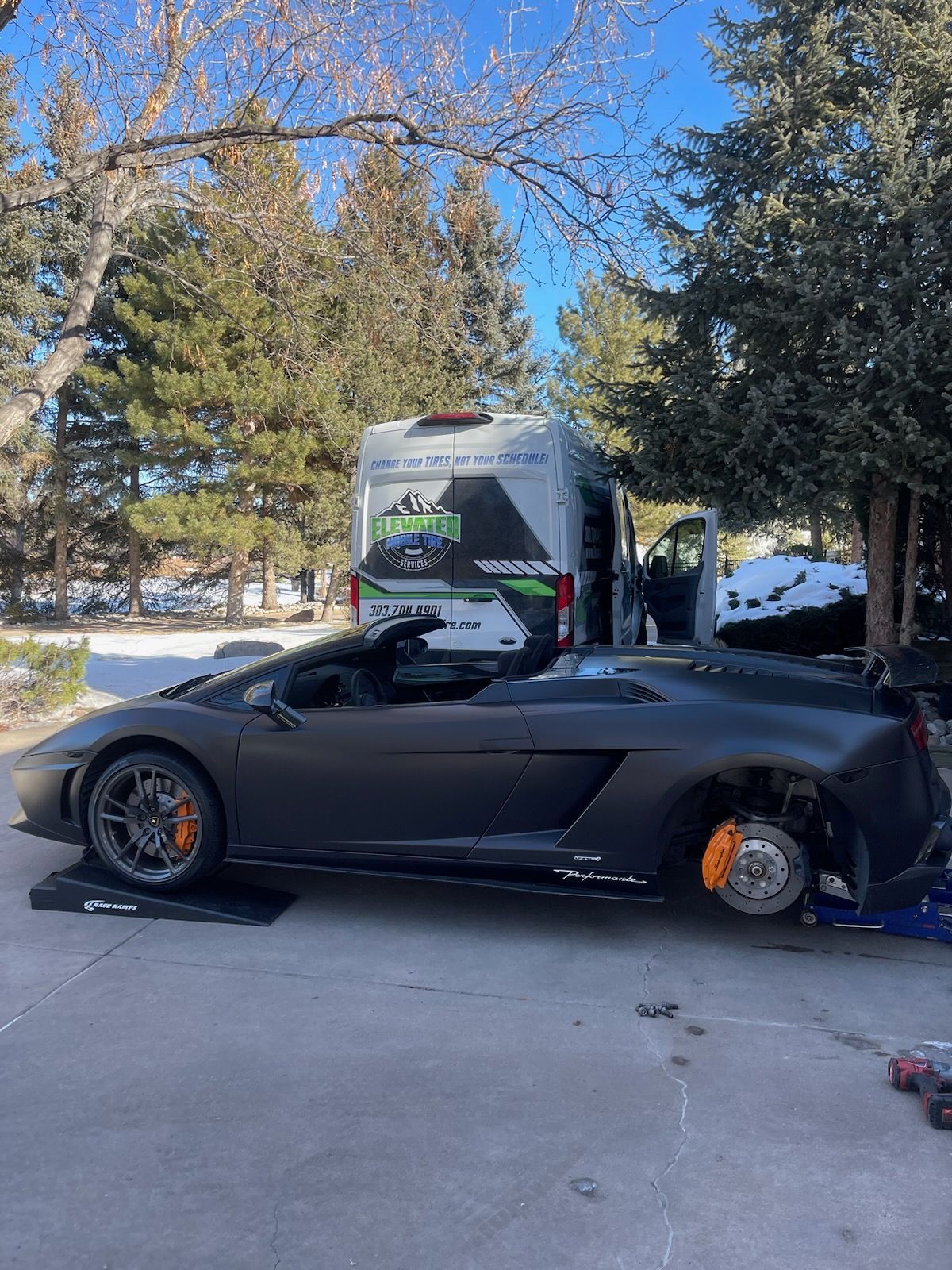 Sport car tires repair at Elevated Tire