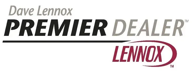 Dave Lennox Premier Dealer logo with Lennox wordmark in red and black text