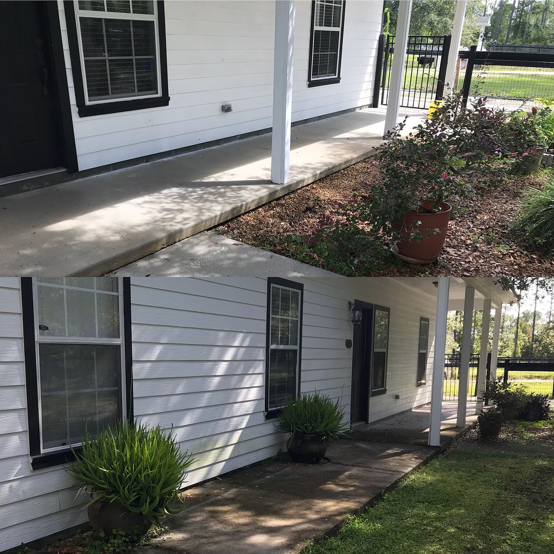 Before and after of adding plants - St. Augustine, FL - McGee And Sons Pressure Washing