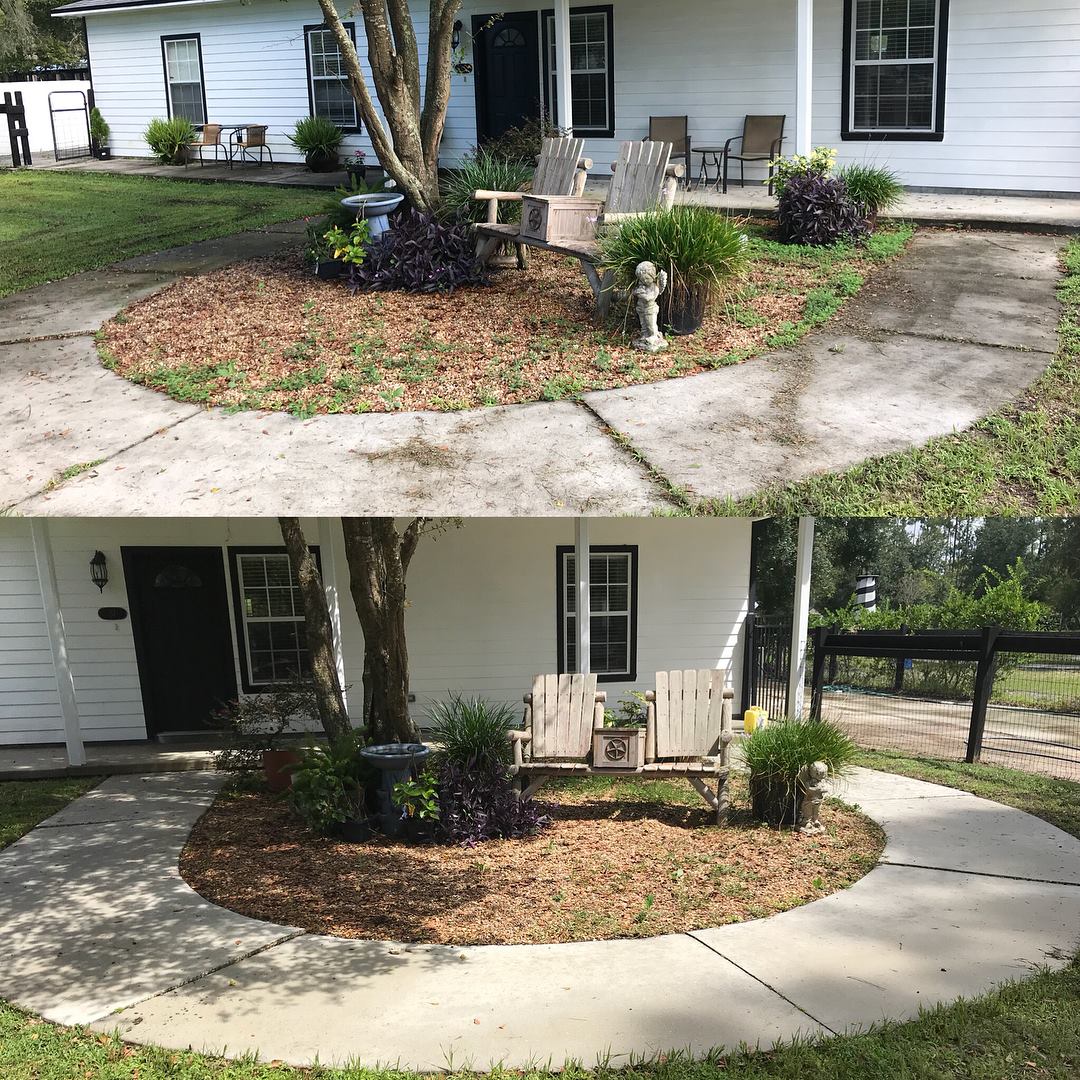 Before and after of terrace - St. Augustine, FL - McGee And Sons Pressure Washing