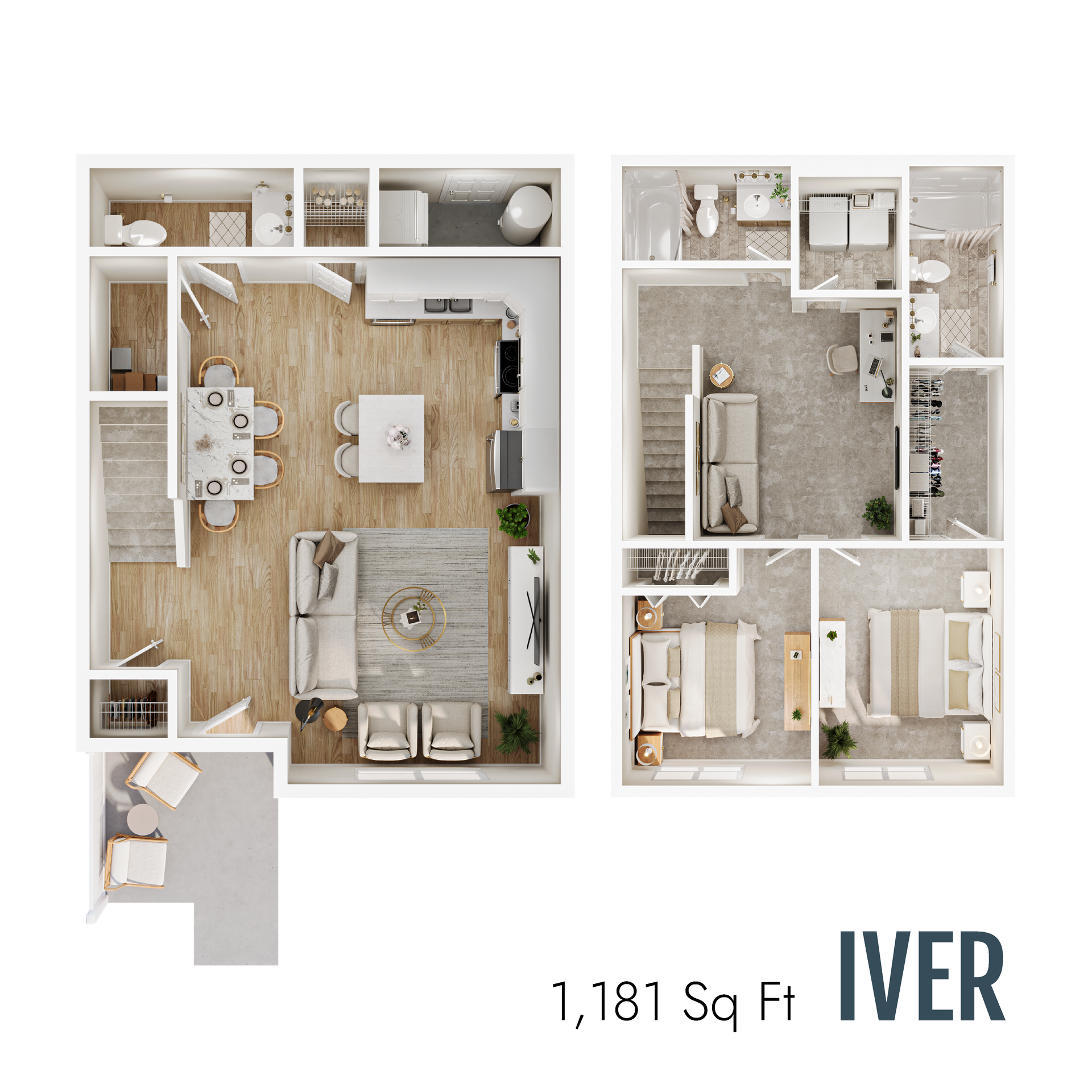 Iver floor plan with 1,181 square feet