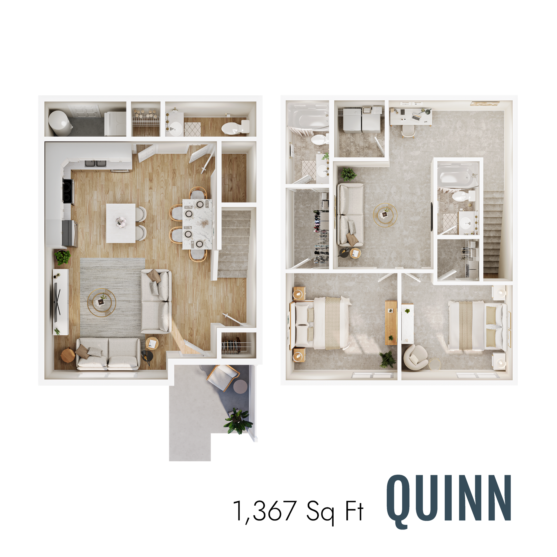 Quinn floor plan with 1,367 square feet