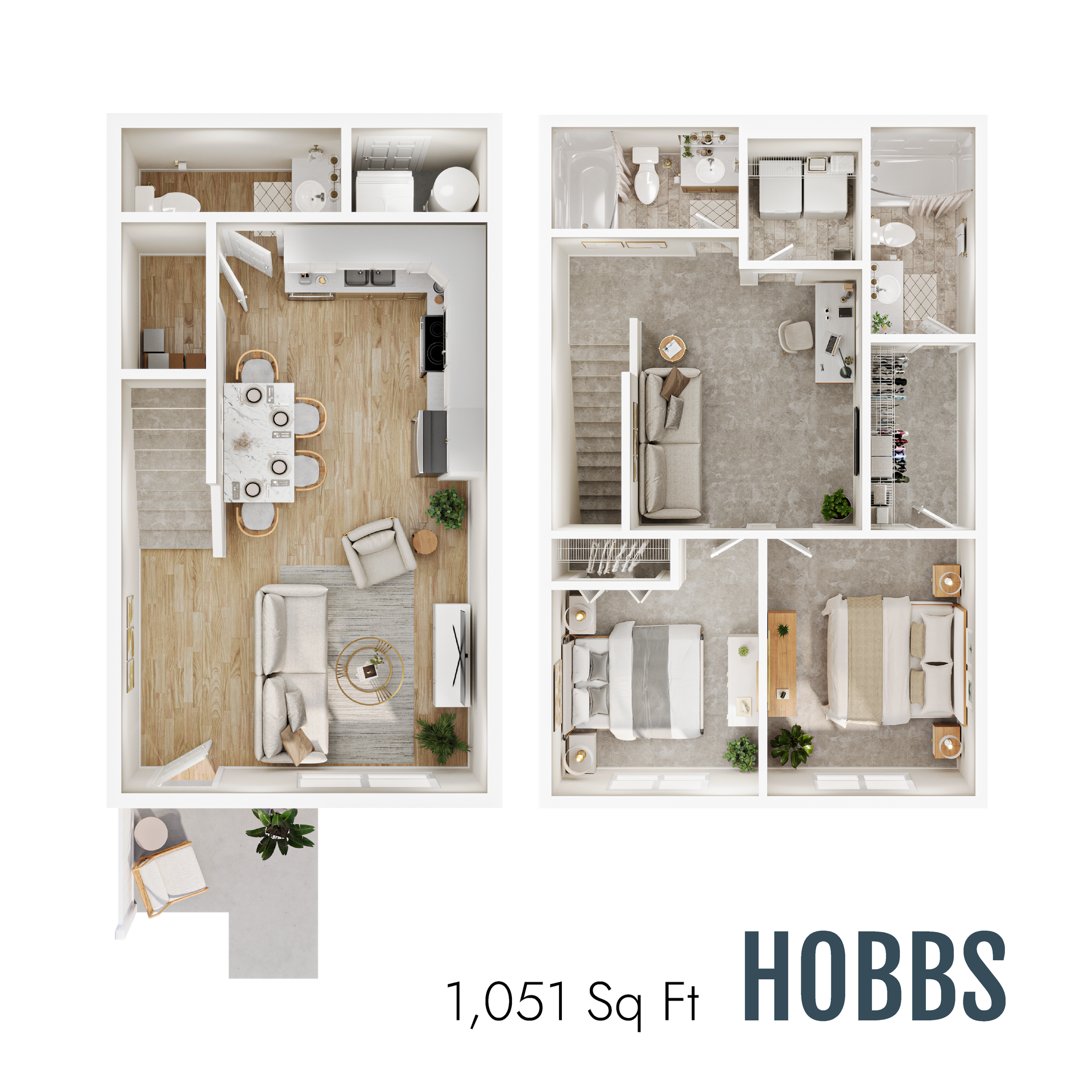 Hobbs floor plan with 1,051 square feet
