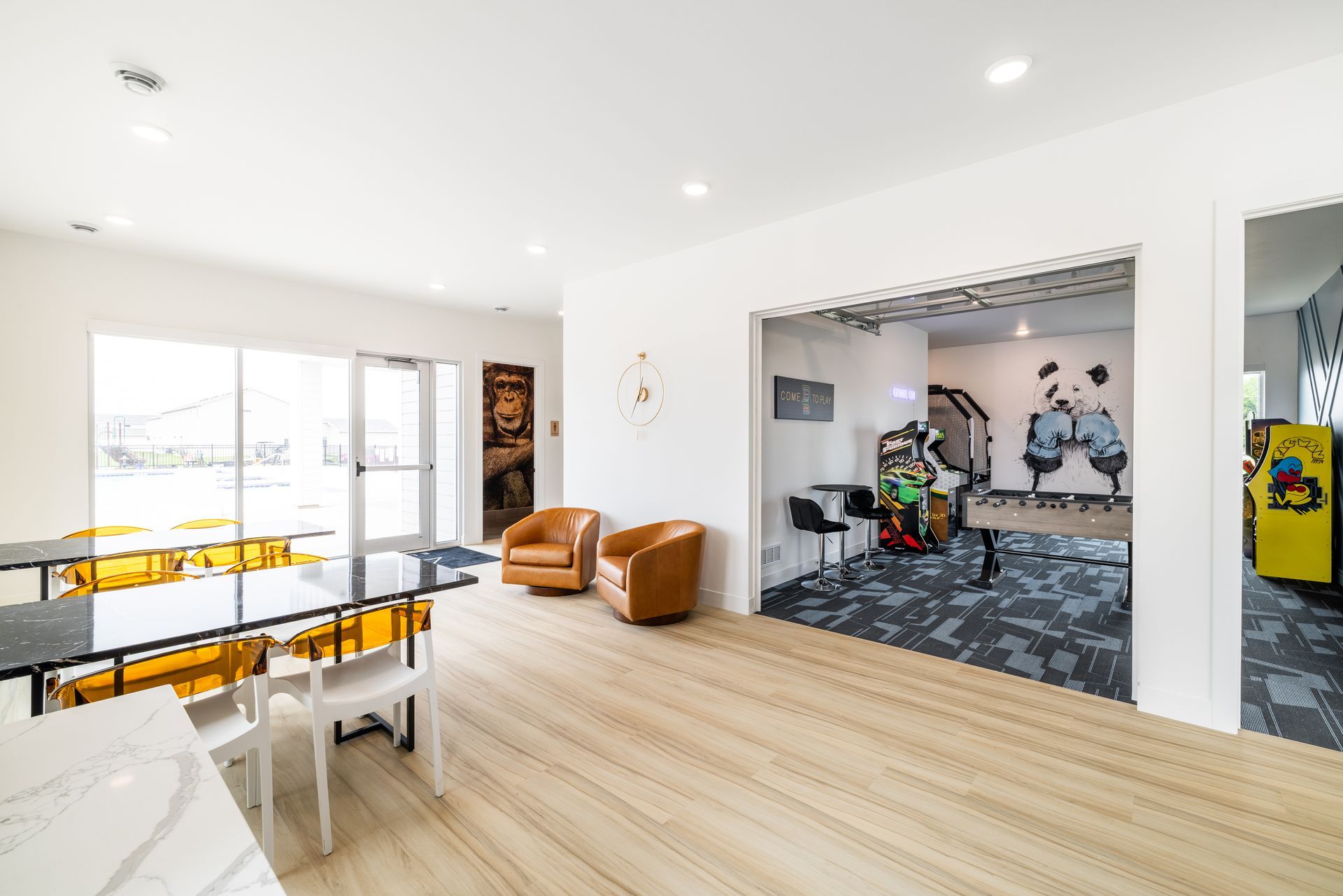 Clubhouse game room and kitchen