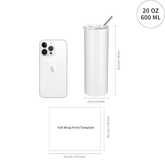 Customizable 20oz Tumbler – Sublimation-Ready, Durable & Stylish