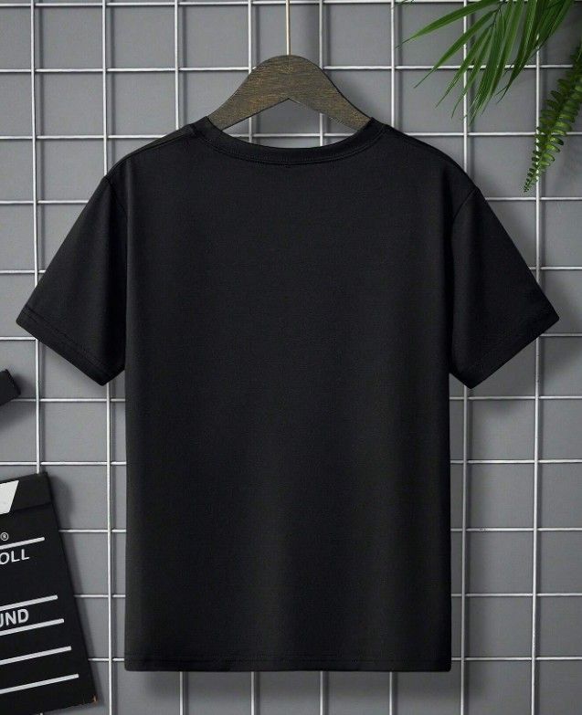 Unisex Boy/Girls  Letter Print Short Sleeve Crew Neck T-Shirt