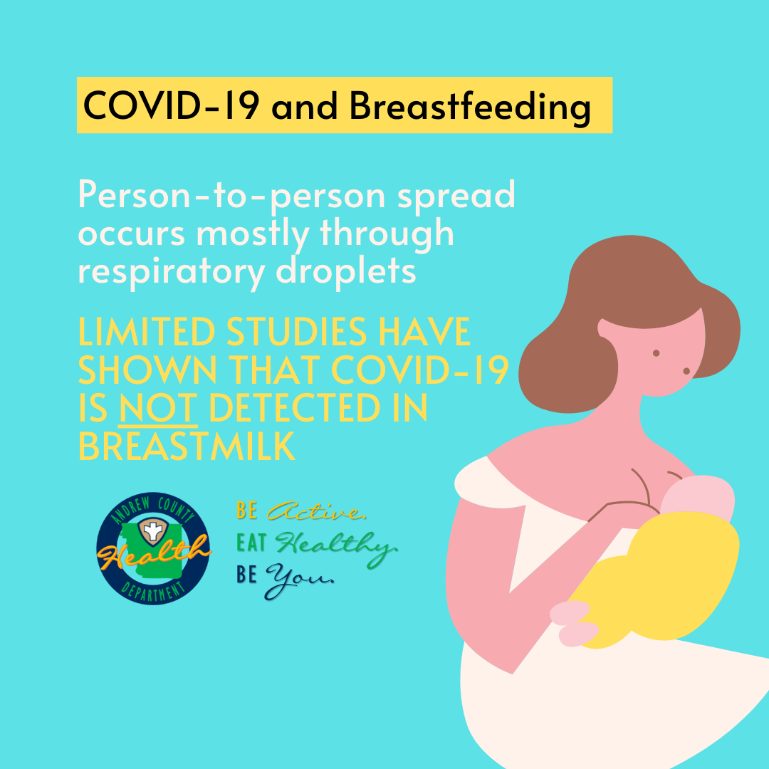 A poster about covid-19 and breastfeeding with a woman holding a baby