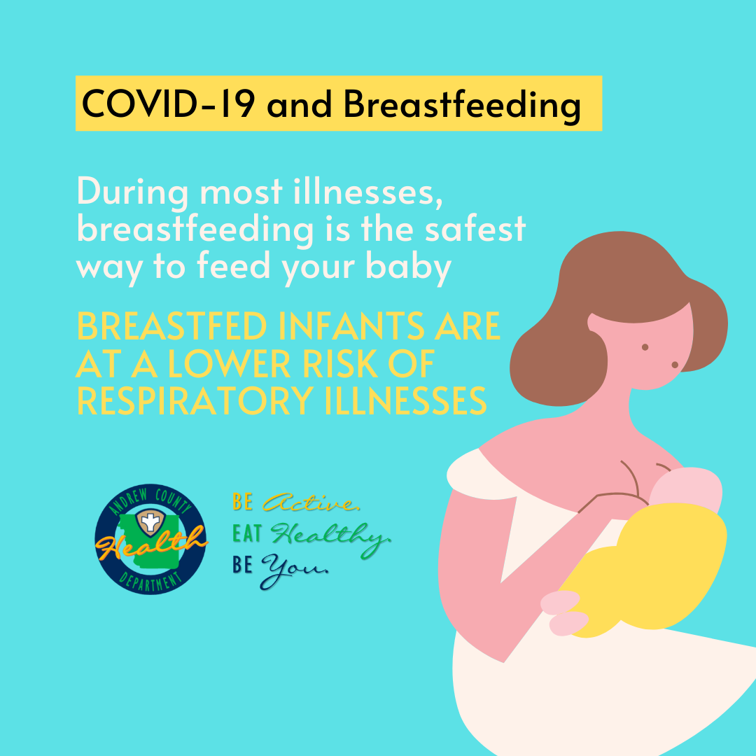 A poster that says covid-19 and breastfeeding breastmilk provides protection against many illnesses