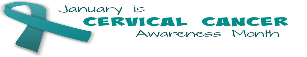 January is cervical cancer awareness month with a blue ribbon