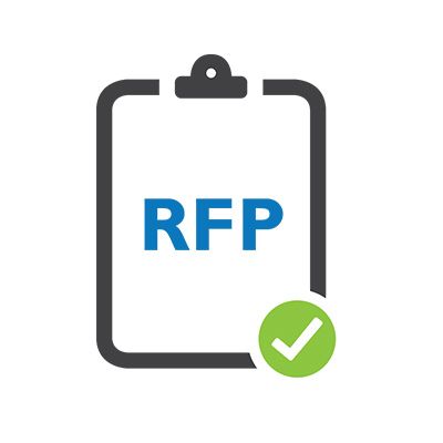 A clipboard with the word rfp written on it and a green check mark.