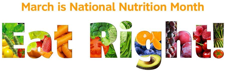 A sign that says march is national nutrition month