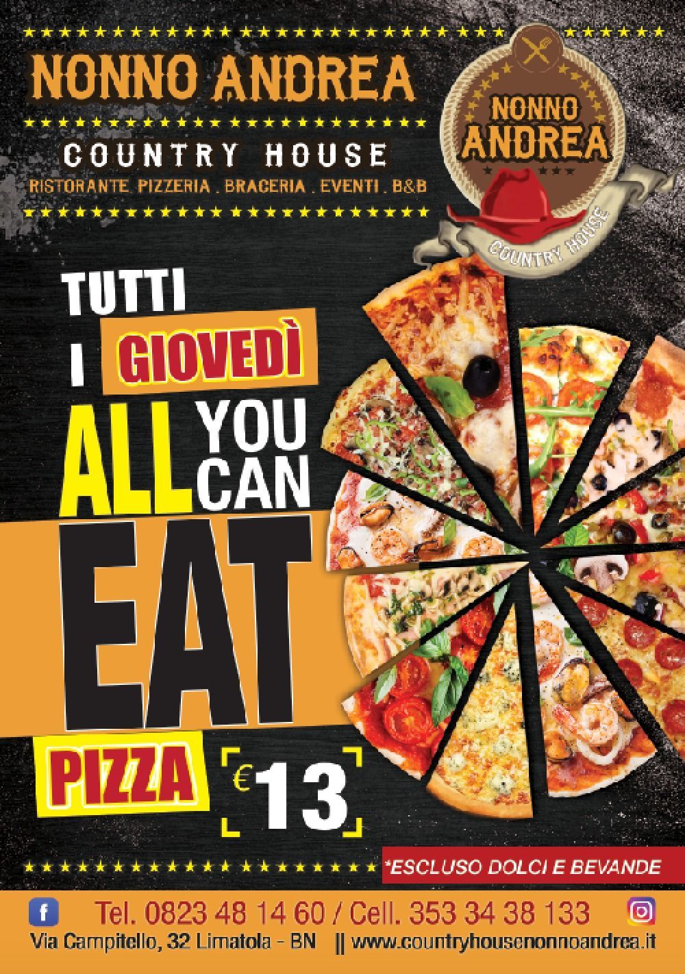 Una pubblicità per la pizza di campagna di nonno andrea