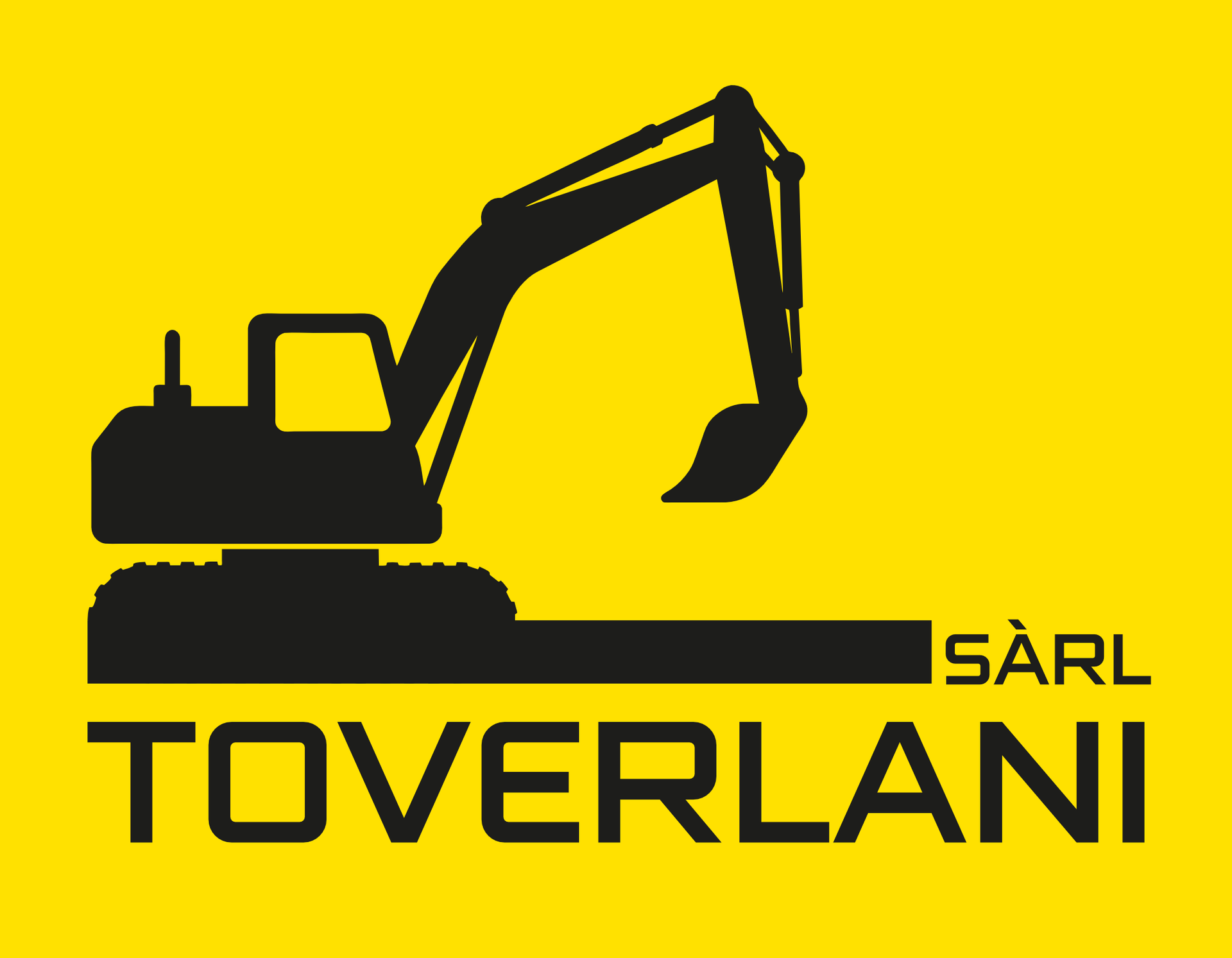 Logo jaune avec silhouette d'excavatrice noire et le texte « SÄRL TOVERLANI »