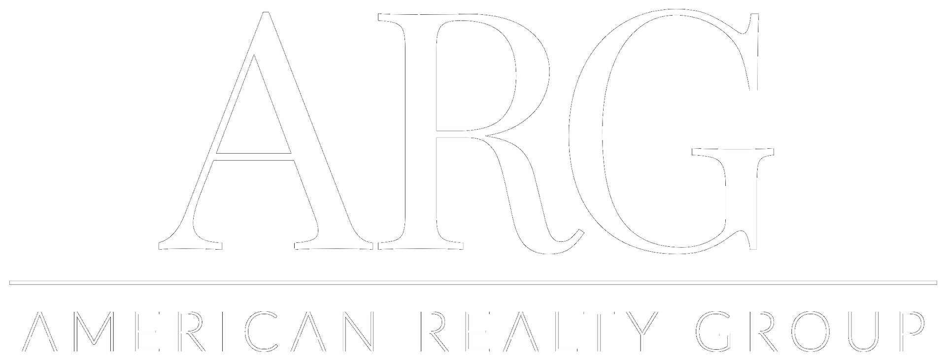 A black and white logo for the amircan realty group.