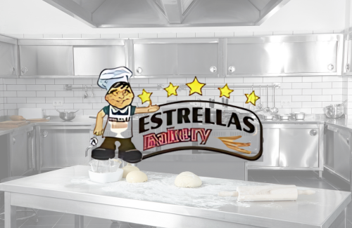 A kitchen with a sign that says estrellas bakery