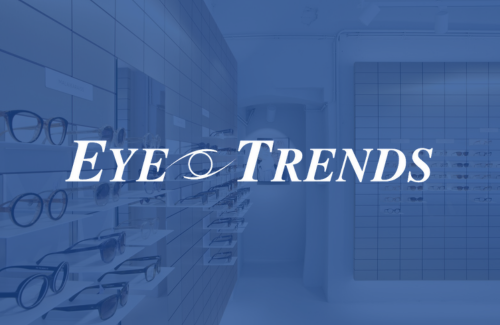 A blue background with eye trends written on it
