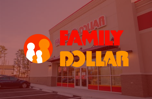 A family dollar store with a car parked in front of it