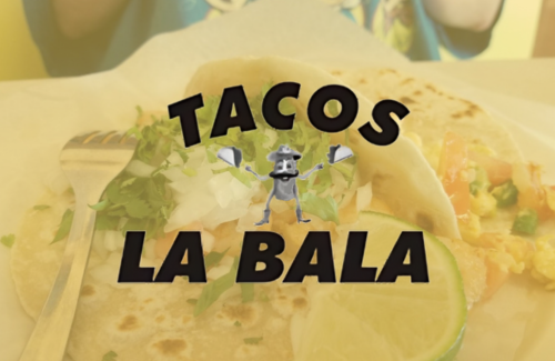 A close up of a taco from tacos la bala