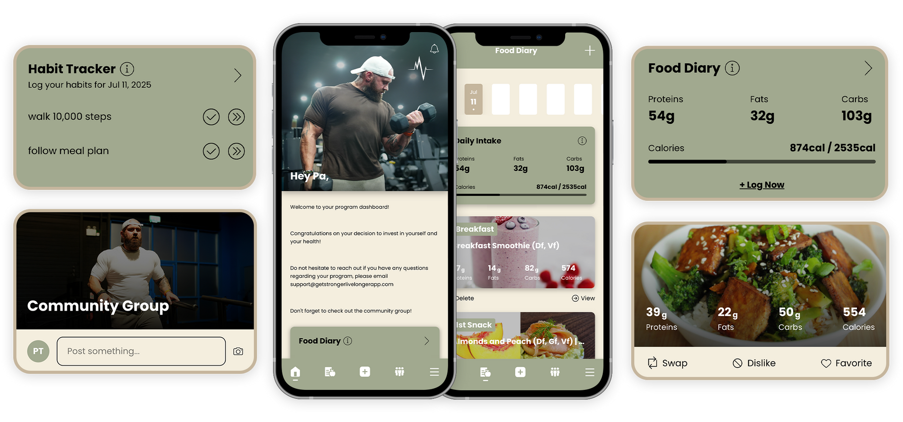 A couple of cell phones sitting next to each other on a table.