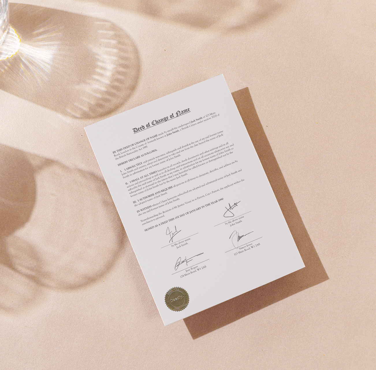 Picture of a Deedly Deed Poll Document