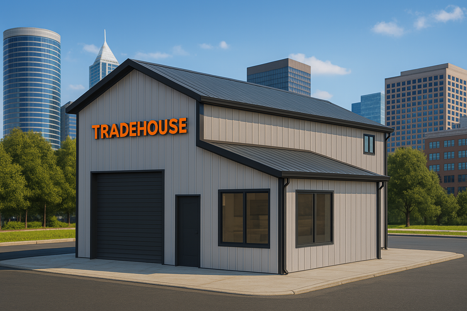 The Tradehouse workspace garage with loft for long hour naps.