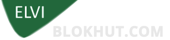 Een groen en wit logo voor elvi blokhut.com