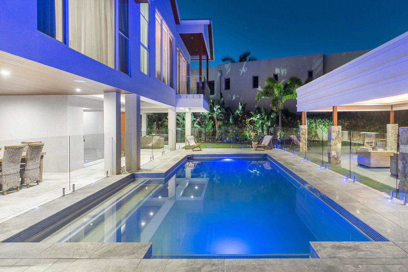 swimming pool beside the house