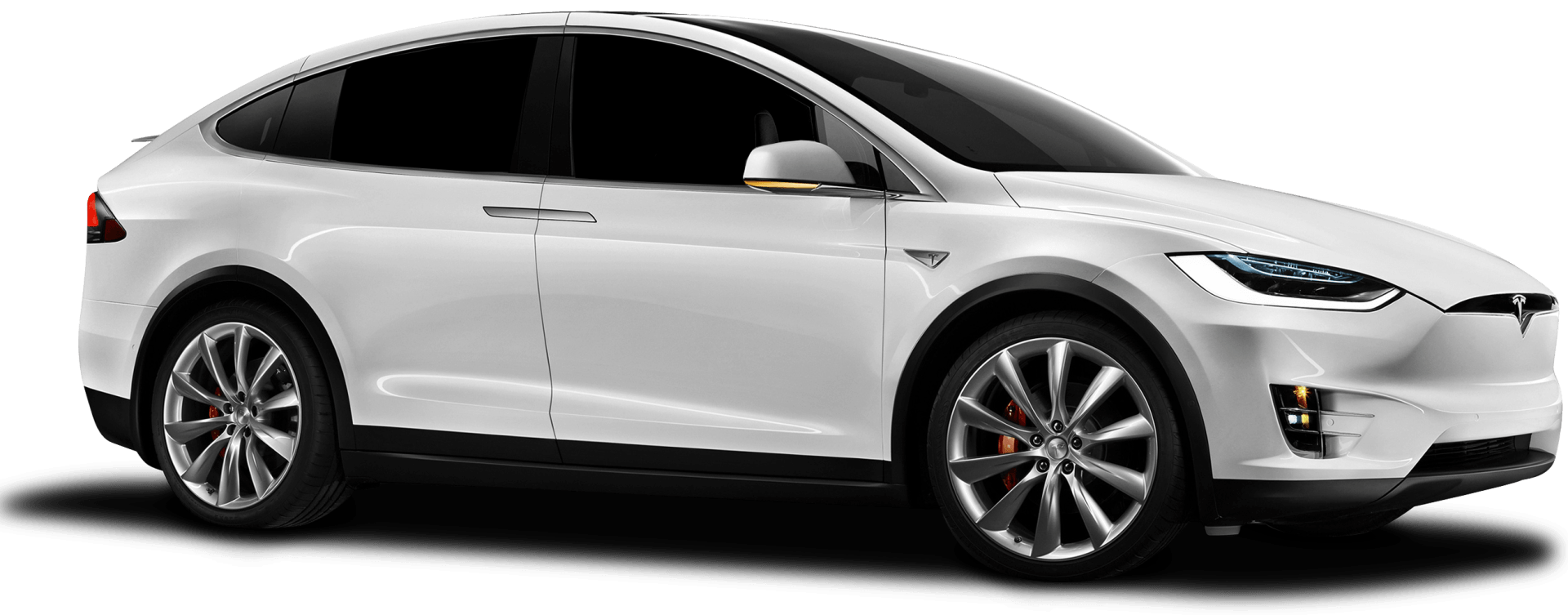 white tesla with window tinting