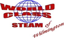 World Class Steam of Wilmington logo in red over a blue globe graphic