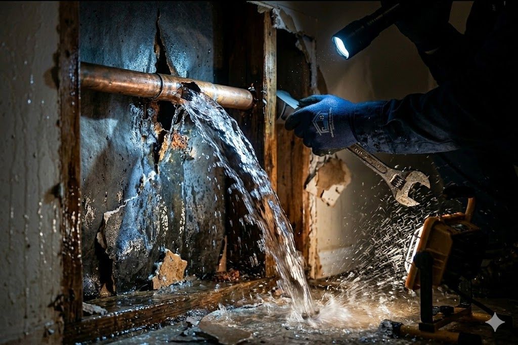 Burst pipe plumbing emergency in a Charleston WV home