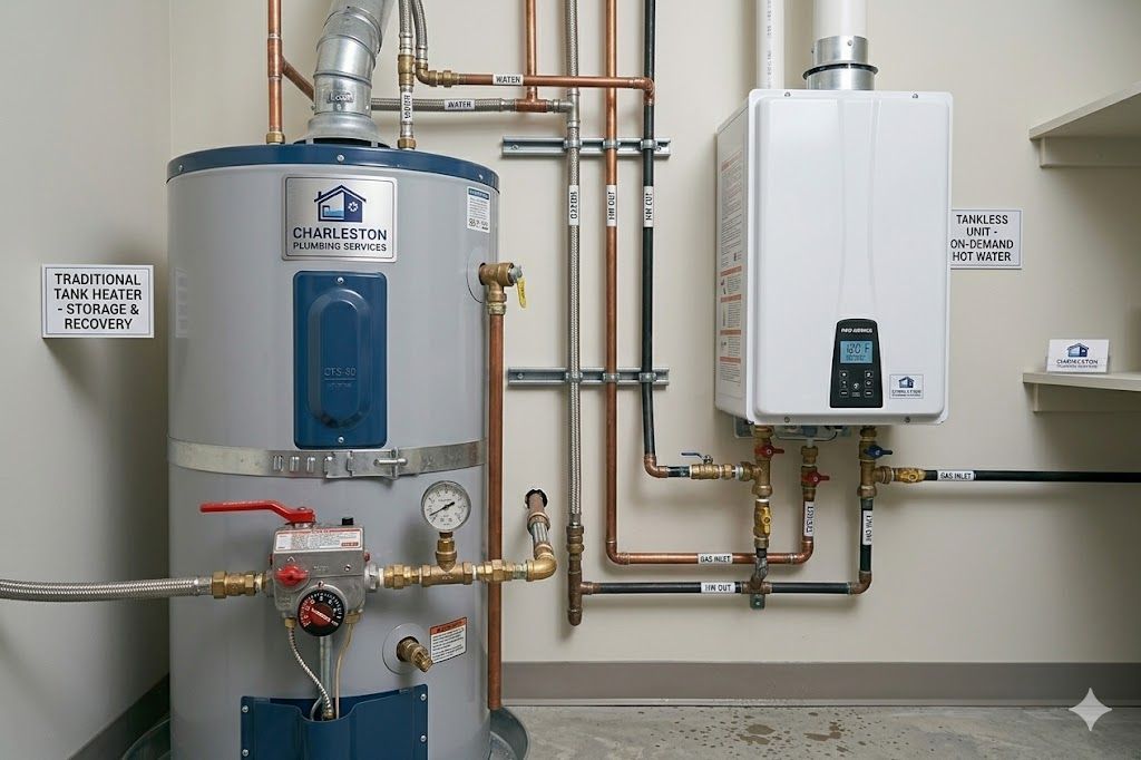 Tank vs tankless water heater comparison for Charleston WV homeowners