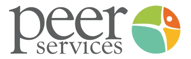 Peer Services logo with text and a circular graphic in teal, green, orange, and yellow.