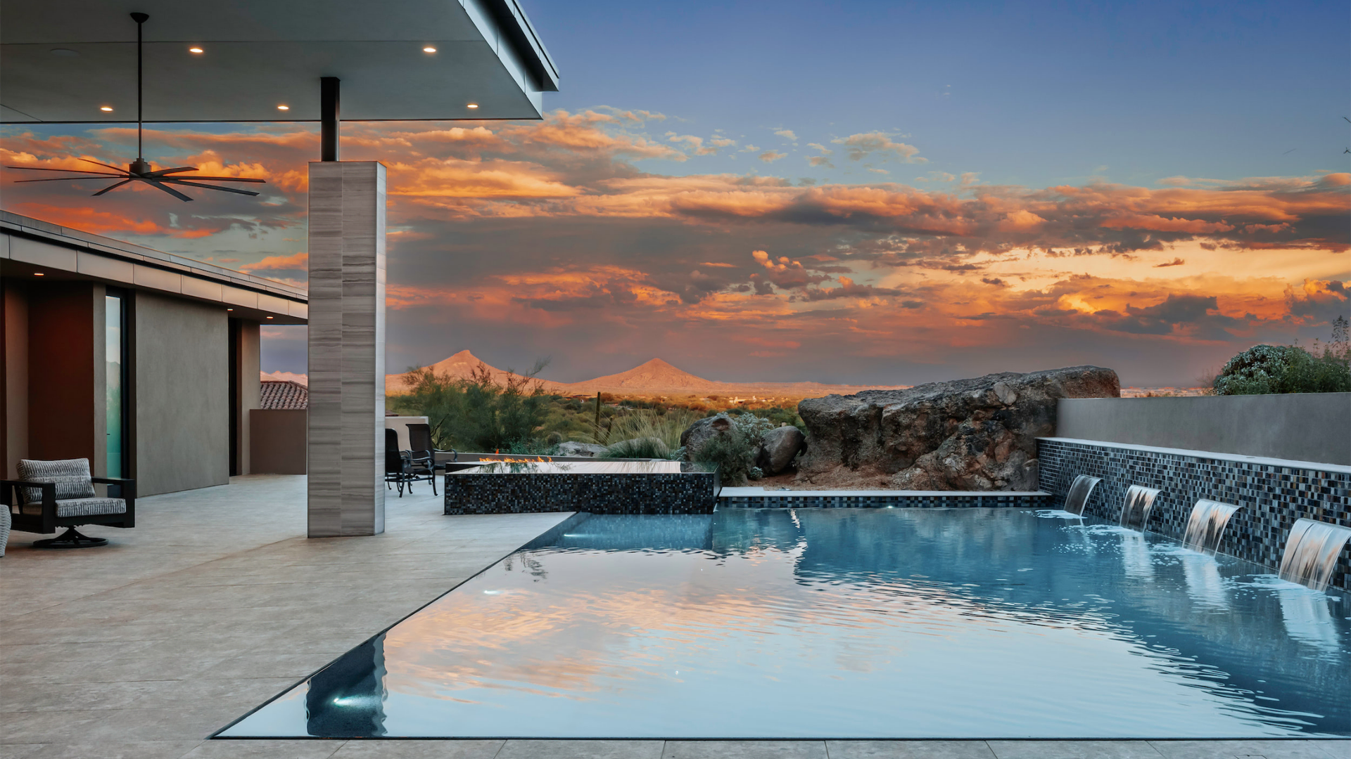 An Arizona house with a large swimming pool in the backyard